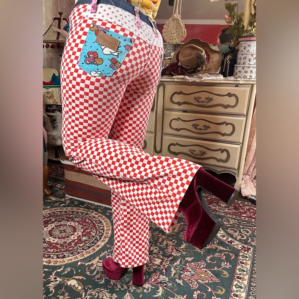 SOLD. 1960s Peter Max Wrangler checkered vintage bells